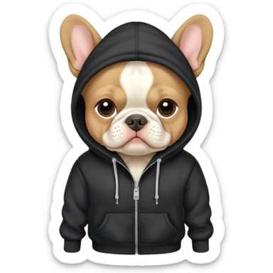 Frenchie wearing a hoodie sticker