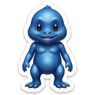 Dusky Glossy Oil-Sheen Blackened Blue Pokémon-Fakémon-Digimon-Creature, (full body) sticker