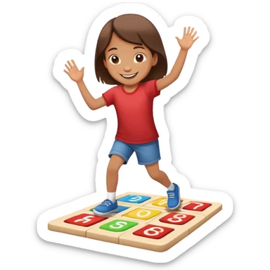 child playing hopscotch, happy and energetic sticker