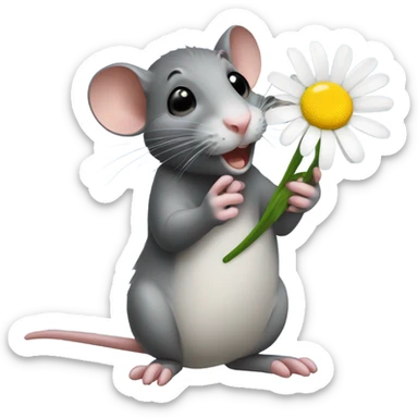 A rat with a daisy in its hand  sticker