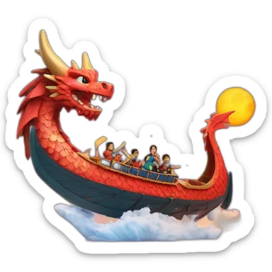 dragon boat on space sticker