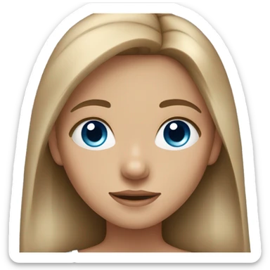 A light skinned , long brown hair girl with blue eyes  sticker
