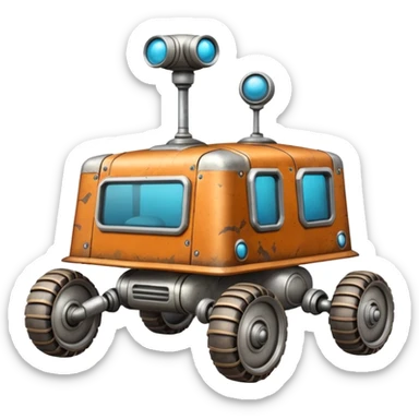  Flintstones antique tall square robotic high-occupancy moon rover  sticker