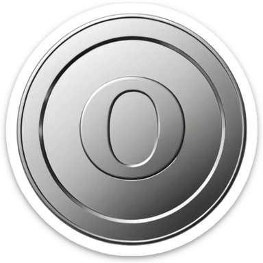 Emoji icon of a metal coin with engraved number 2, minimalist style, isolated, only metal color sticker