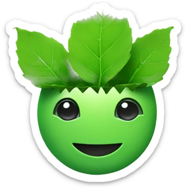 a green friend smiling :) robot with a leaf sticking at out of the top of his head sticker