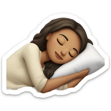Brunette girl sleeping with pillow sticker