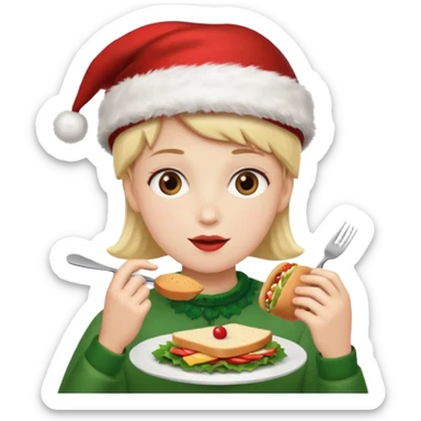 christmas character eating lunch sticker