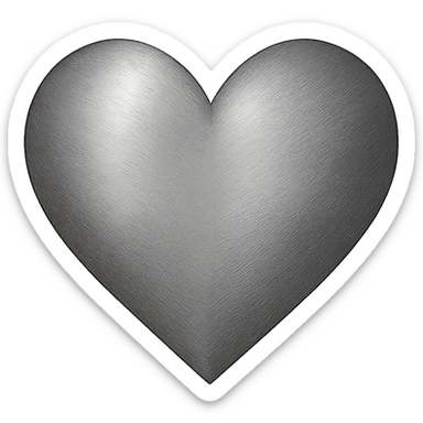 heart with a brushed metal texture, digital illustration, no background sticker