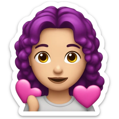 Carita con corazones morados sticker