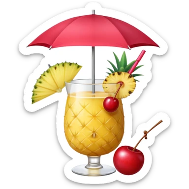 A tropical cocktail with a tiny umbrella and a slice of pineapple. sticker