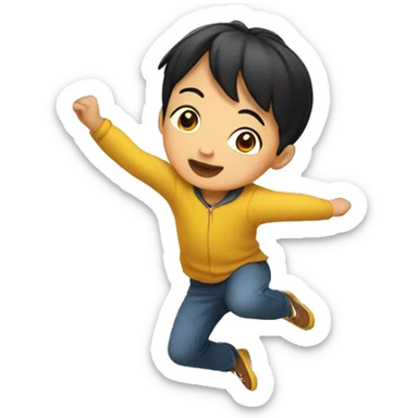 asian jumping child  sticker