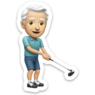 Elderly white male no facial hair playing golf sticker