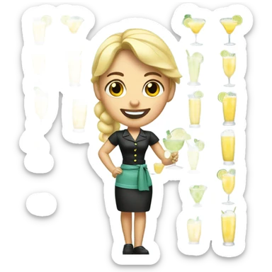 Blonde waitress with margaritas sticker