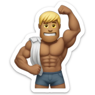 muscular man with one arm stronger than the other sticker