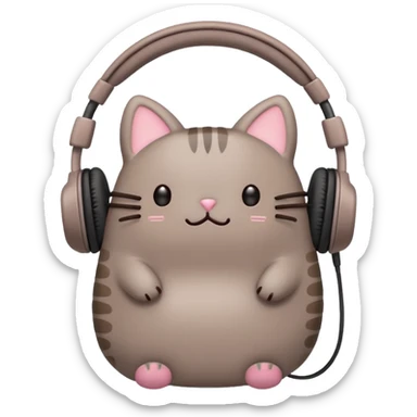 Pusheen with earphones  sticker