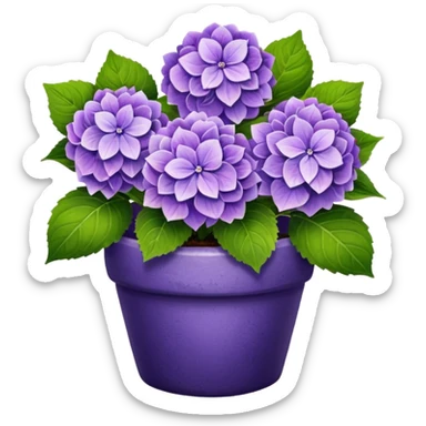 purple hydrangeas flower pot sticker