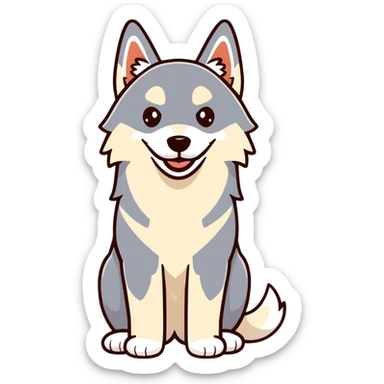 happy light cinnamon colored husky dog, pale tan sticker