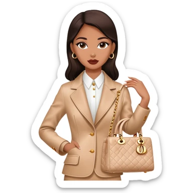 Woman dressed up in Dior Bar jacket carrying a Lady Dior bag sticker