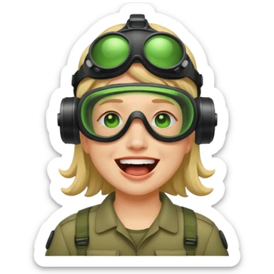 laughing crying emoji with night vision goggles sticker