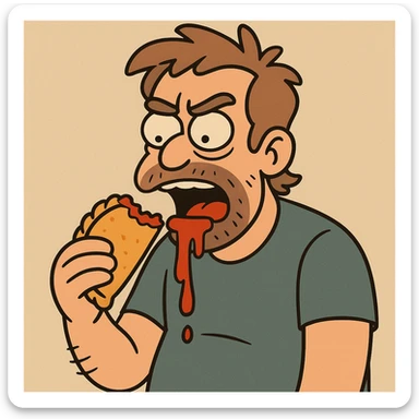 ketchup sauce Empanada the man was eating sticker