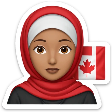 Sherif brown woman wearing hijab and holding canada flag sticker