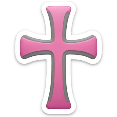 A pink cross on gray background  sticker
