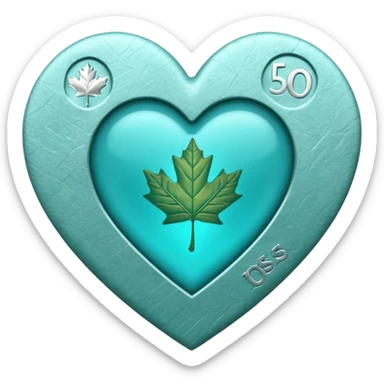 Teal heart with Canadian money sticker
