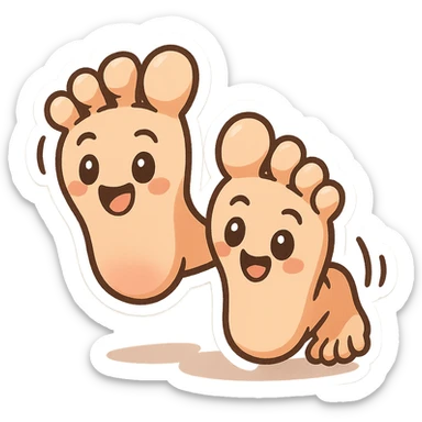 two big feet walking, fun and lively style, playful, energetic, whimsical, dynamic, cheerful sticker