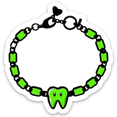 green bracelet with tooth charms sticker
