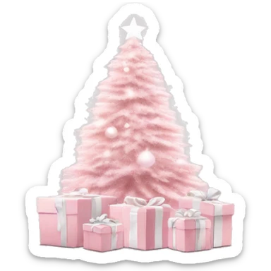 Light pink Christmas gifts under a white Christmas tree  sticker