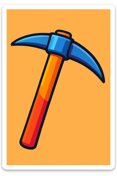 A pickaxe in the style of a vibrant toon sticker