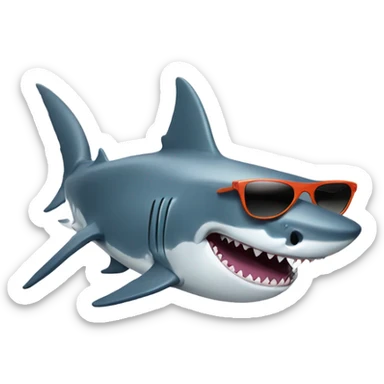 Shark with legs surfing with sunglasses sticker