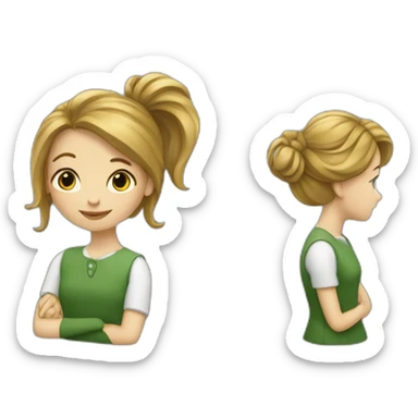 Une femme au cheveux verts et une fille de la classe qui est à côté d’elle  sticker