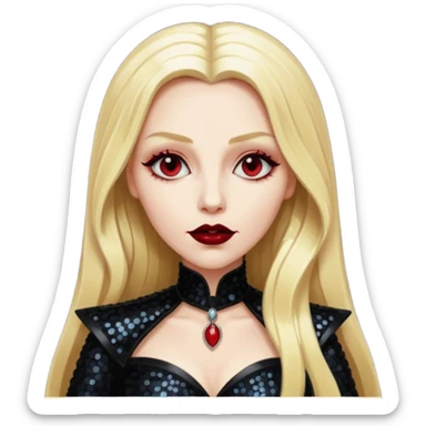 Countess Dracula with long blonde hair, black sequin outfit  sticker