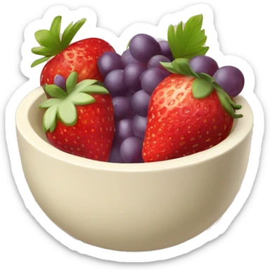 fruit yogurt bowl with strawberries and grapes beige  sticker