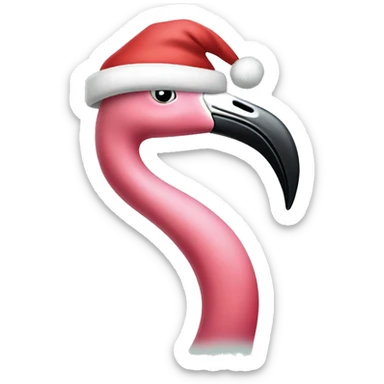 Flamingo wearing a Santa hat sticker