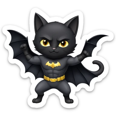 bat man cat heroic pose sticker