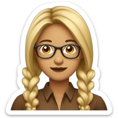 Maestra bonita con gafas pelo castaño largo sticker