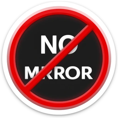 Mirror red prohibited inside with white text 26 with black circle sticker