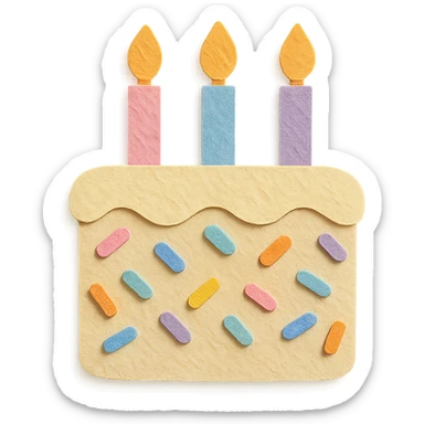 funfetti birthday cake with pastel sprinkles and candles sticker