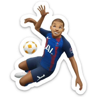 Mbappe sur un dauphin soulevant la ligue des champions sticker