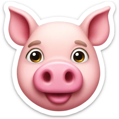 pink pig with mustache  sticker