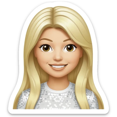 Fergie from Black Eyed Peas with long blonde hair, white sequin outfit  sticker