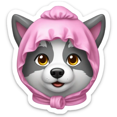 Cute little Chubby Wolf with shower cap sticker
