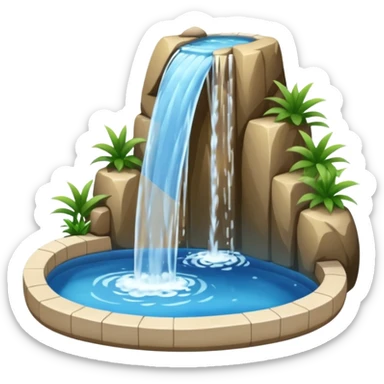 Tall stream of water cascading into a pool. sticker