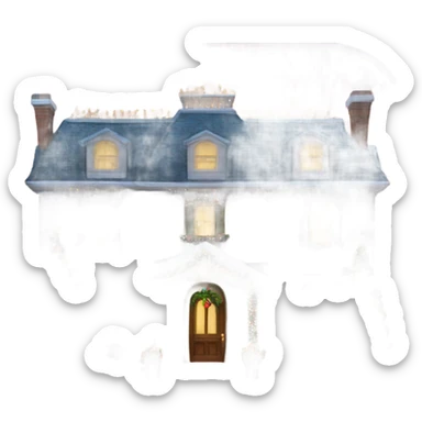 mansion decorated with fancy Christmas lights and lots of Fancy decorations sticker