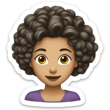 Mujer pelo rizado pizarra detrás sticker