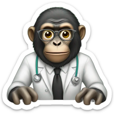 Ape as a biology teacher sticker