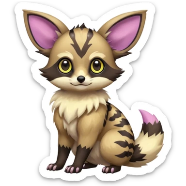 Rare exotic cute epic aesthetic colorful Eevee-Civet-species-Fakemon-hybrid-creature, with markings, full body sticker