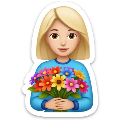 flower-holding person bouqet sticker